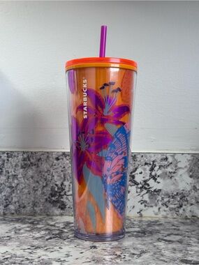 Starbucks Tropical Floral Butterfly Cold Cup 24oz NWT